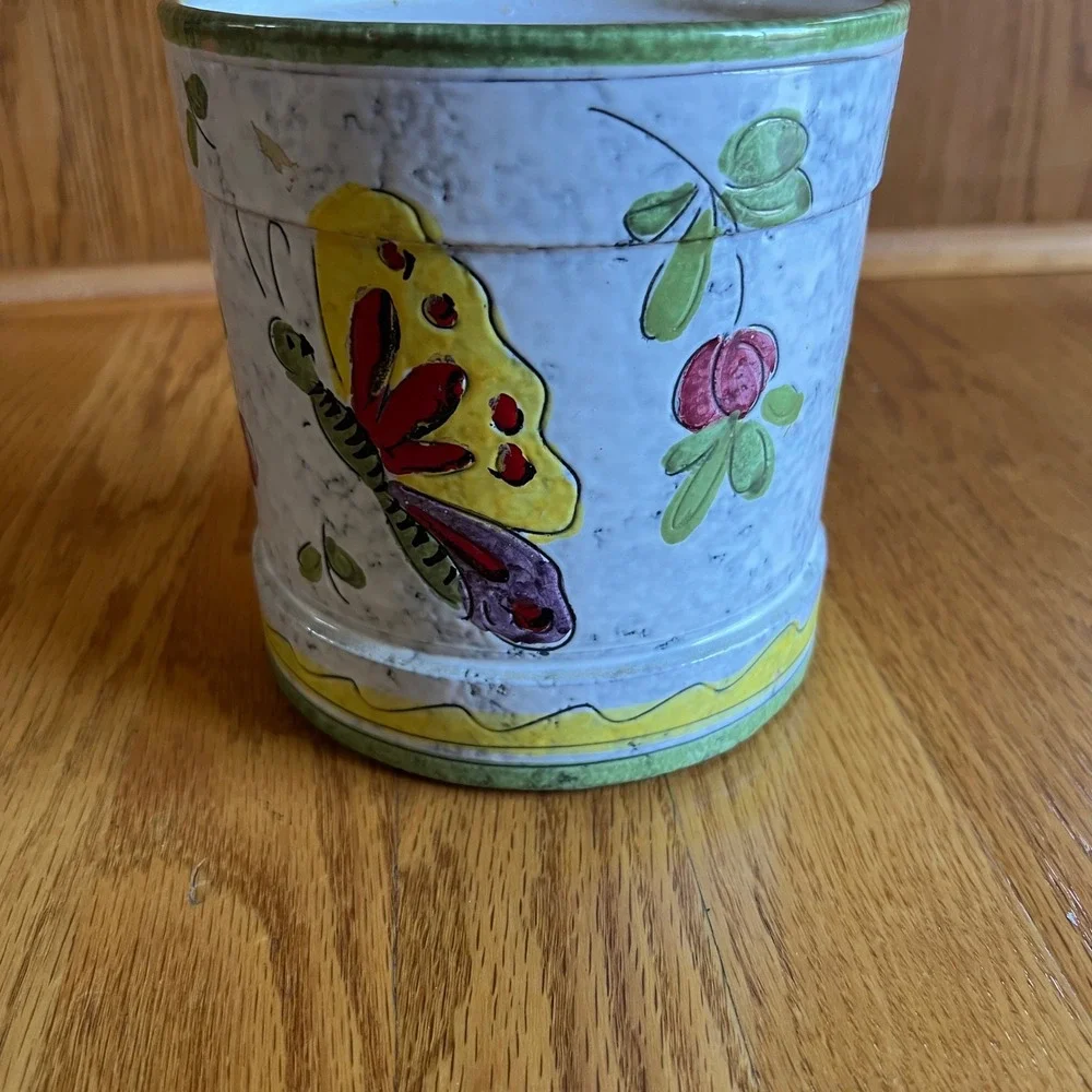 Jay Willfred Hand Painted Italian Pottery Planter‎ Butterfly Floral 30/116